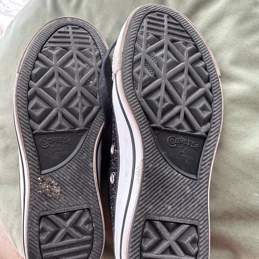 Converse Chuck Taylor All Star Low Black Glitter Sneakers Womens Size 5.5 - Picture 7 of 7